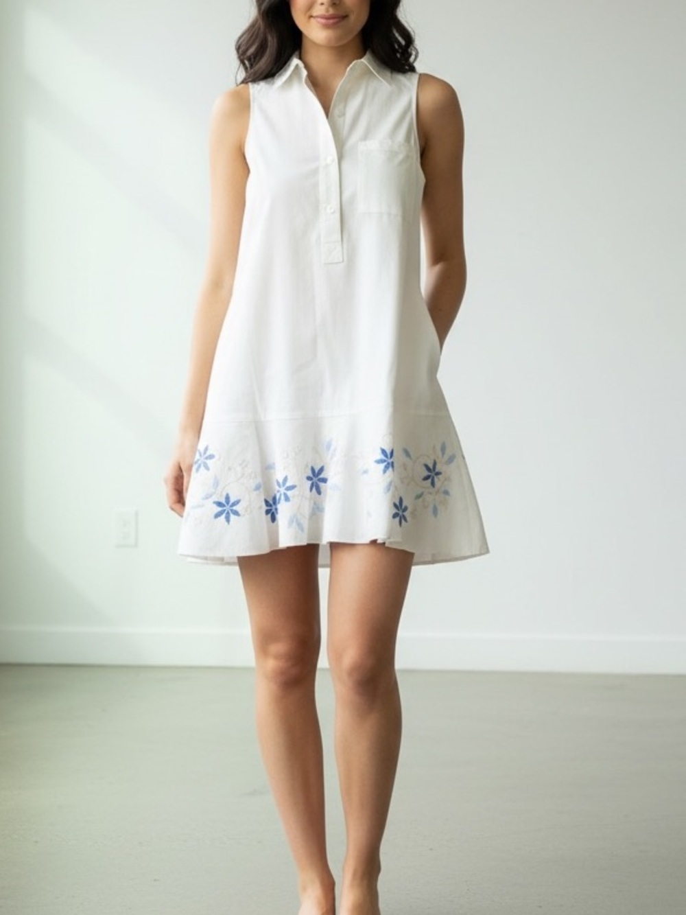 NEW Tuckernuck White Embroidery Sleeveless Callahan Cotton Dress Womens Size XS